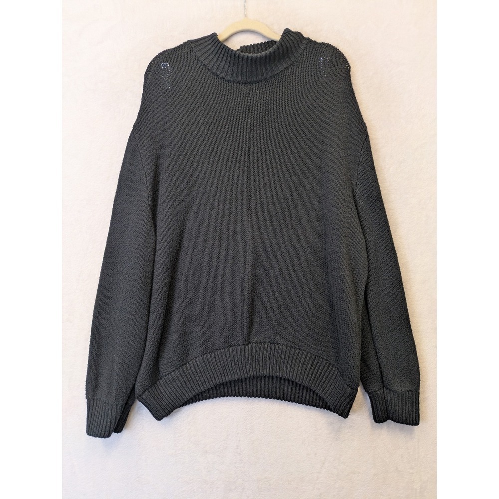 Aerie Women's Size XL Oversized Knit Sweater Charcoal Gray Mock Neck